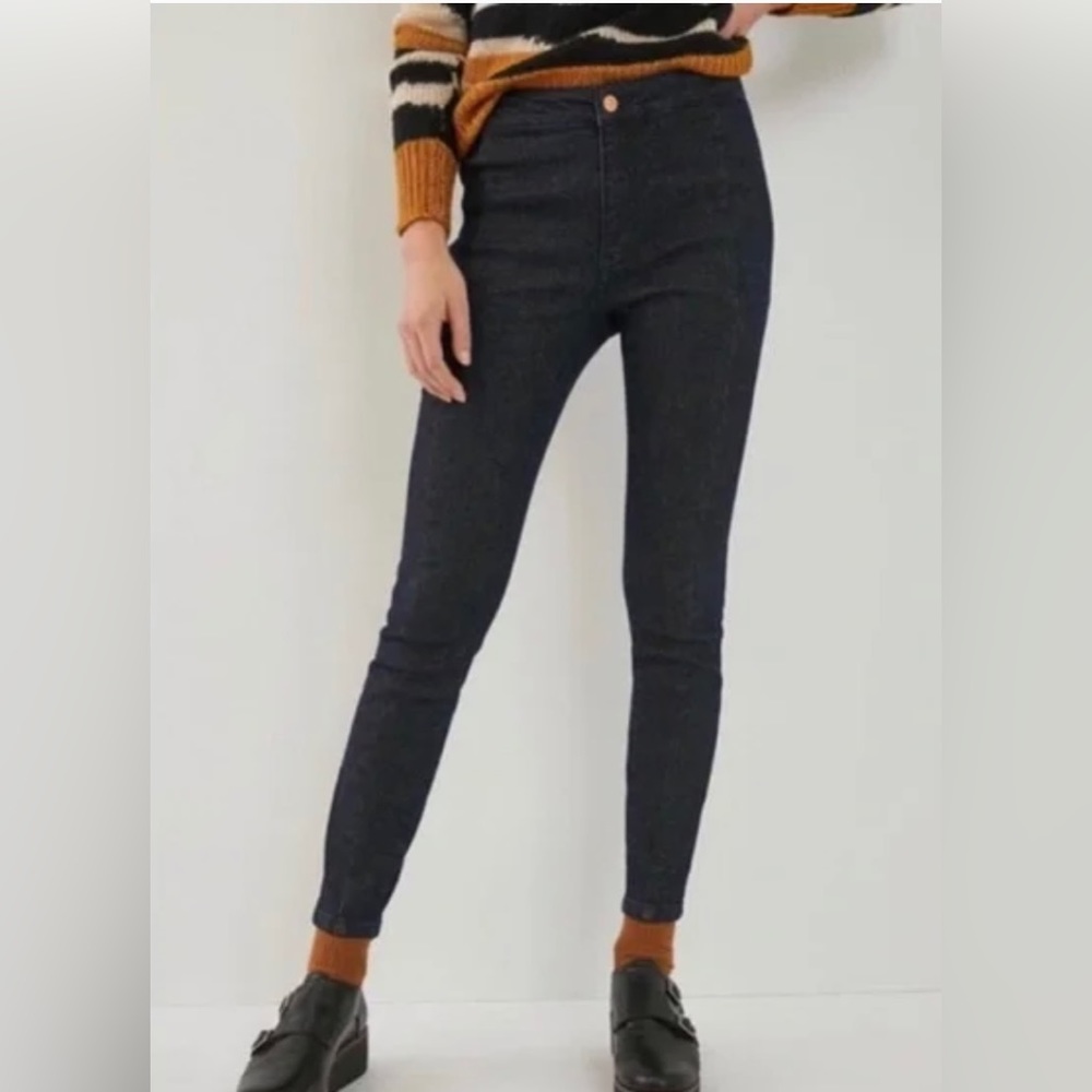 Anthropologie high Rise Skinny Rinse Wash with Lurex Denim
